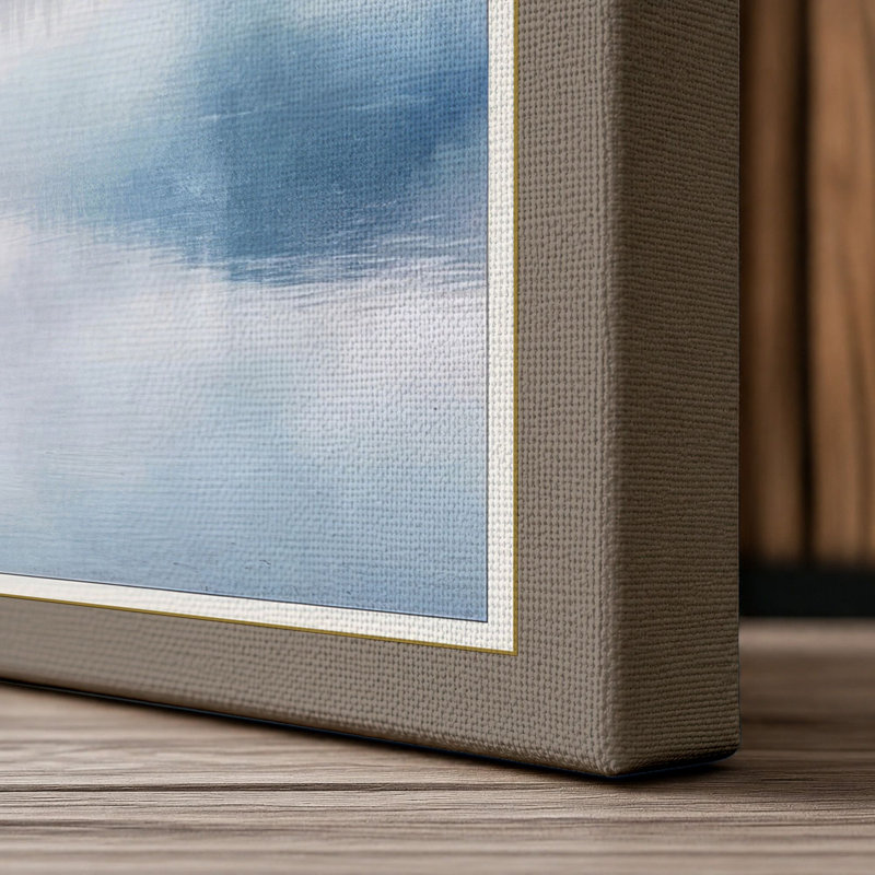 Misty Morning Lake Scandinavian 1 Piece Wrapped Canvas Wall Art, 36x24 - 91.4 x 61.0 cm, Taupe Border
