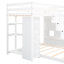 Élégant lit simple superposé au-dessus d'un lit double en blanc - Comprend des tablettes à 3 niveaux, des tiroirs et des éléments de rangement pour les escaliers maximisent la capacité de votre chambre à coucher