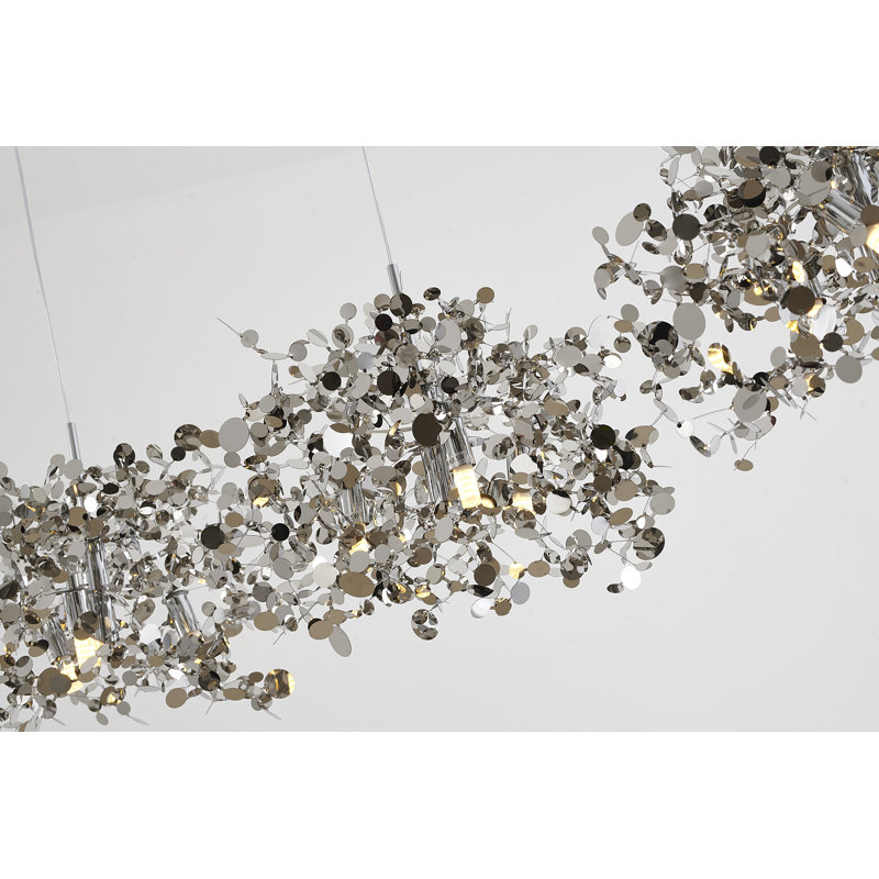 Luminaire suspendu 12 lumières confettis argent, Argent