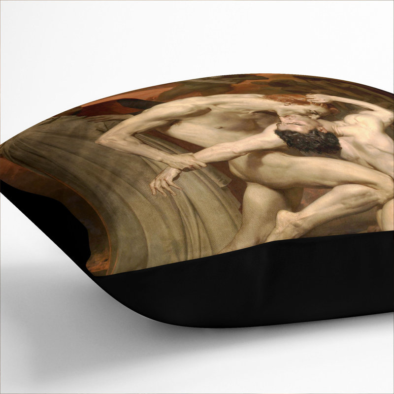 Dante And Virgil Square Throw Cushion, Black, 40cm H x 40cm W x 15cm D