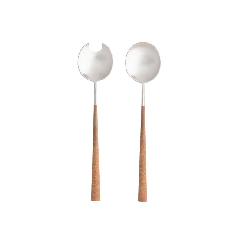 Mito Stainless Steel Salad Servers, Brown