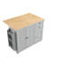 Chariot pour îlot de cuisine roulant 50,9 po avec comptoir pliable en bois à abattants, armoires de rangement, tiroir, support à épices latéral et roulettes verrouillables, îlot de cuisine mobile-885306945