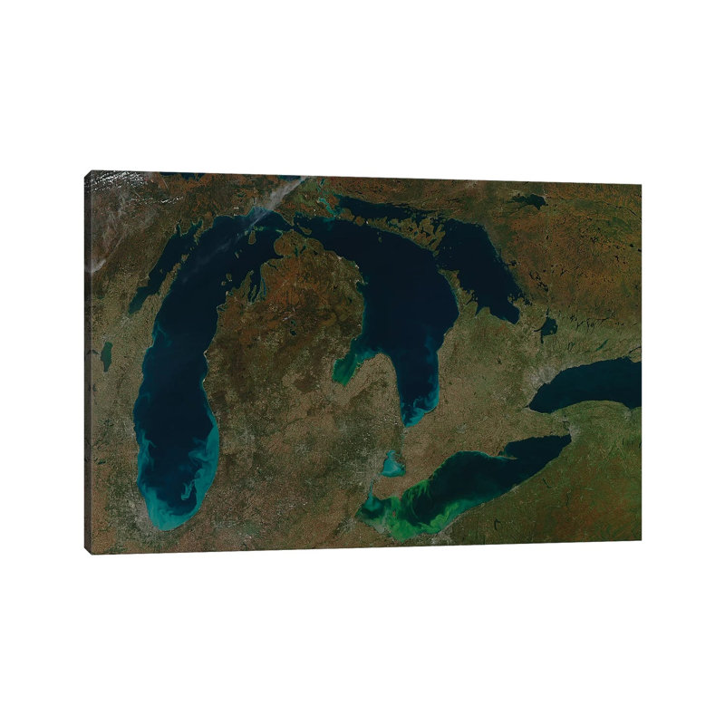Satellite View of the Great Lakes, USA II 1 Piece Wrapped Canvas Wall Art, 20.32 cm H x 30.48 cm W