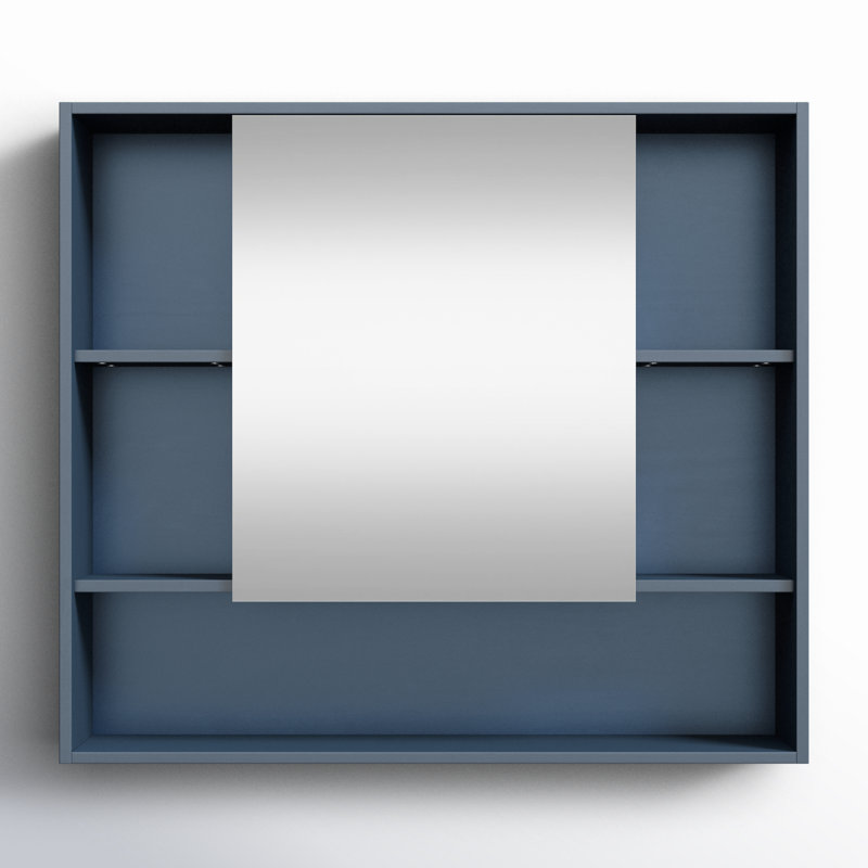 Maisie 34'' W 30'' H Surface Framed Medicine Cabinet Mirror 7 Fixed, Blue