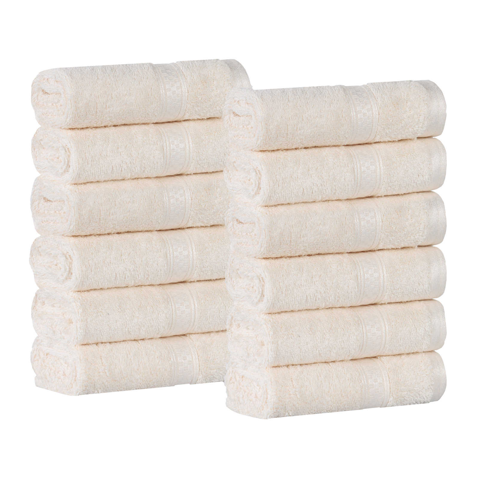 Nolhan 12 Piece Rayon from Bamboo Washcloth Towel Set, Ivory