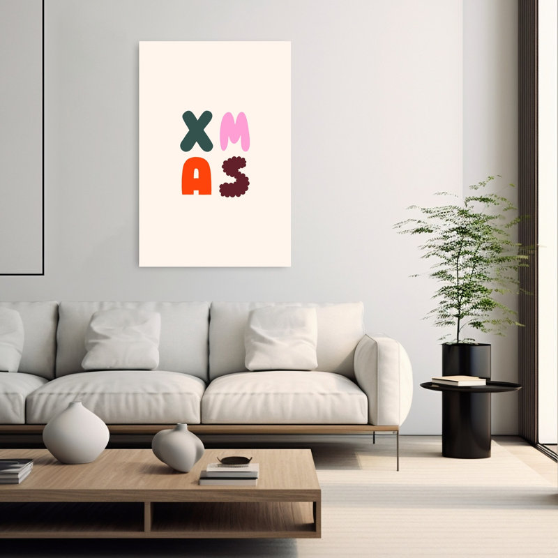 Colorful Xmas Letters Bold Colorful Modern Winter Wall Art Print 1 Piece Wrapped Canvas Wall Art, 152.4cm H x 101.6cm W