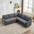 83.5" Sectional Corner Sofa With Armrest Black Legs Seater For 5-109867529