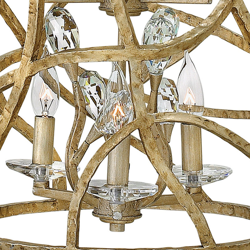 Eve Six-Light Orb Cylinder Pendant w/ Faceted Clear Crystal Buds