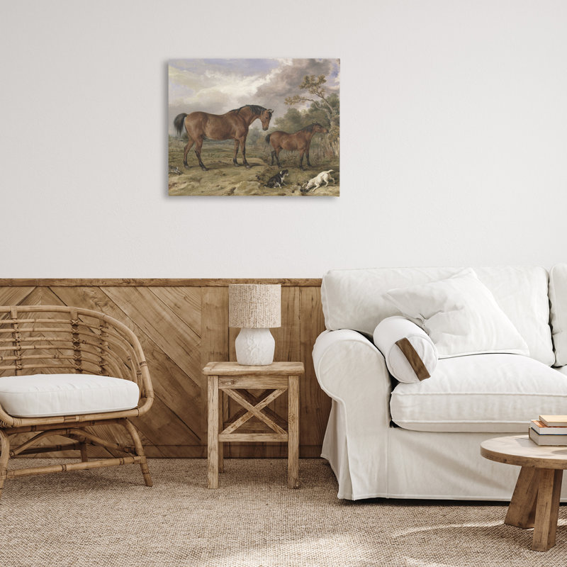 Wild Dogs & Horses, toile traditionnelle, design par Corinne Haig, H 24 po x l 30 po