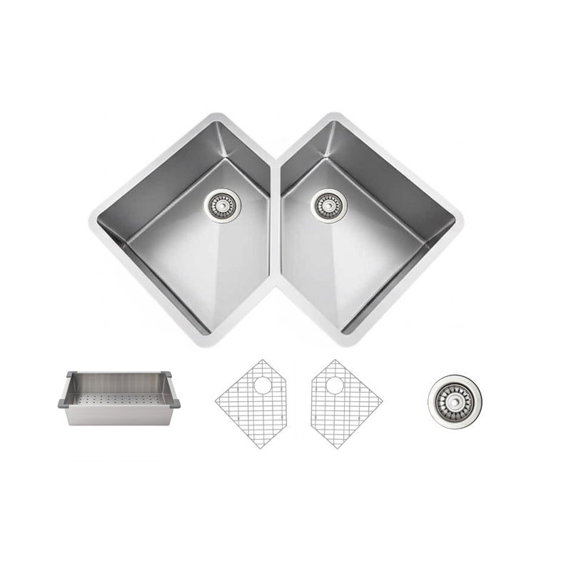 Évier de cuisine encastrable 36 po en acier inoxydable 36 po - double cuve et calibre 16