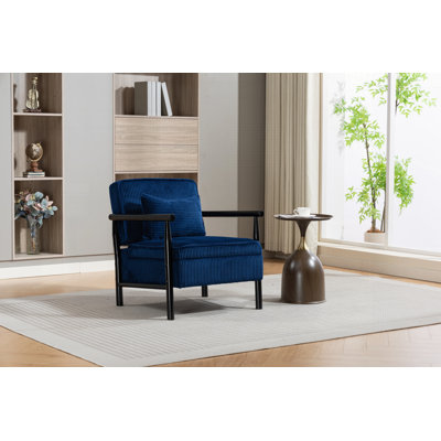Mid Century Modern Migdalia with Wood Frame, Upholstered Living Room Reading Armchair with Waist Cushion and Storage