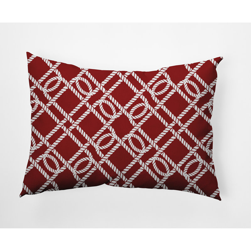Nautical Nights Outdoor Reversible Throw Pillow, Red