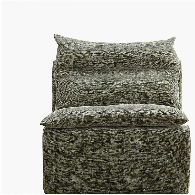 Méridienne à dossier simple avec dossier et canapé entièrement compressé convient au salon, à la chambre à coucher, en polyester, vert