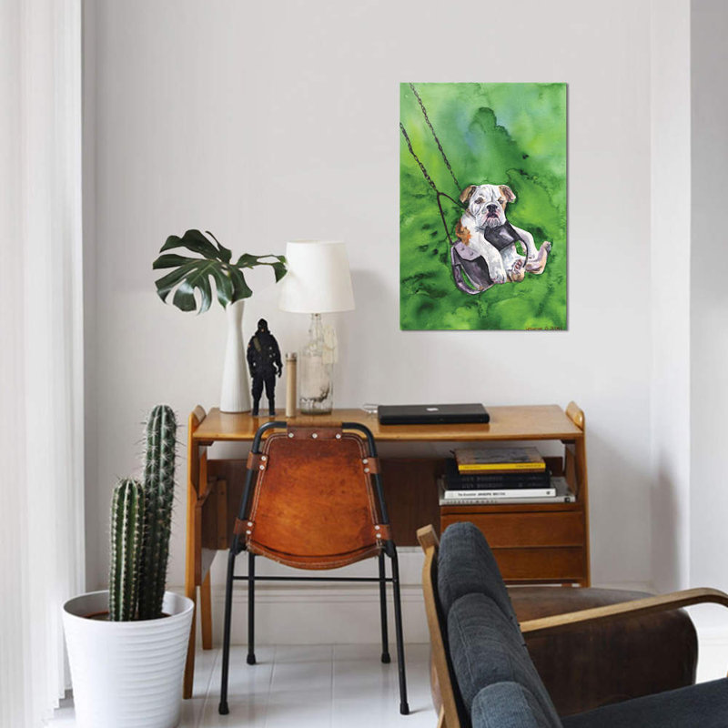 "american bouledogue chiot" , impression sur toile, H 40 po x l 26 po x P 1,5 po, Toile tendue, Pas de tapis