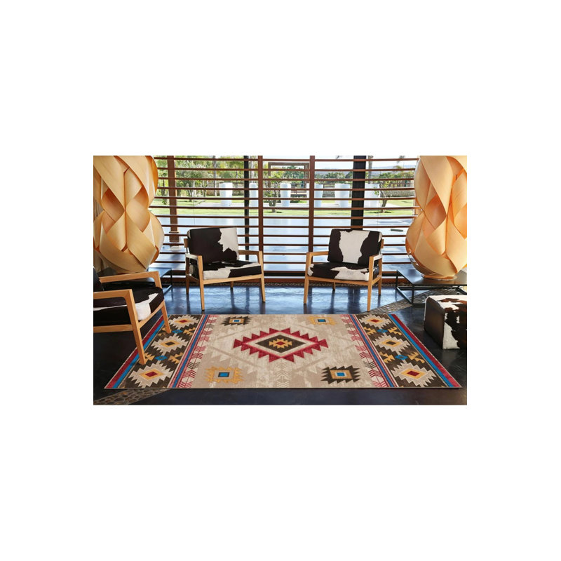 Multicolored Traditional Motif Ethnic Patterned Vintage Decorative Carpet, Round 3'4"