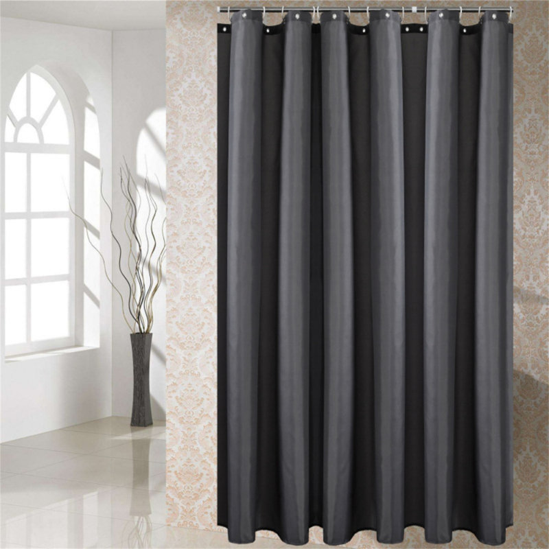 Brough Shower Curtain with Hooks Included, Dark Gray, 70.87'' H x 70.87'' W