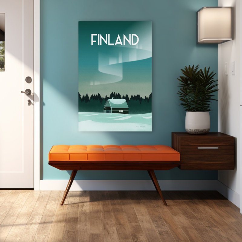 Illustration de voyage en Finlande, H 48 po x l 32 po
