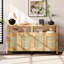 Buffet en placage de bois naturel, 3 réglages de hauteur de la tablette, aucune ouverture par pression, armoire de rangement moderne de style bohémien, placage de frêne, flexibilité, mécanisme, solution