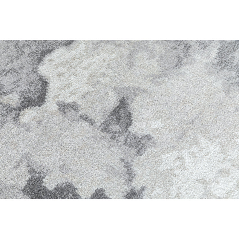 Tapis abstrait gris noué à la main Cloud, Rectangle de 5 pi x 8 pi