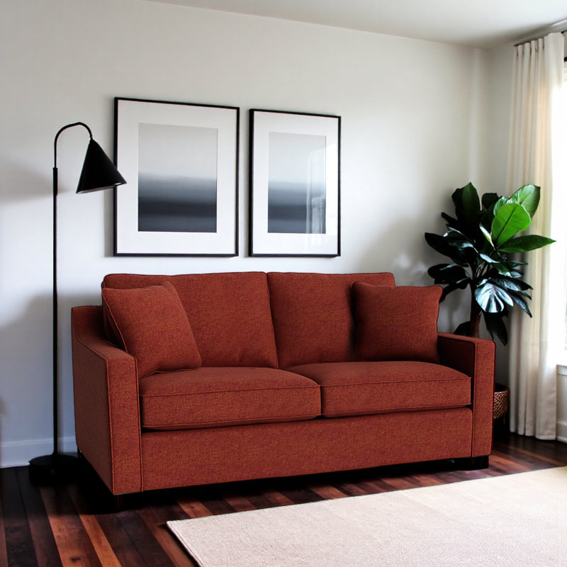 Aceyon Upholstered 71'' Sleeper Sofa, Espresso, Entice Brick