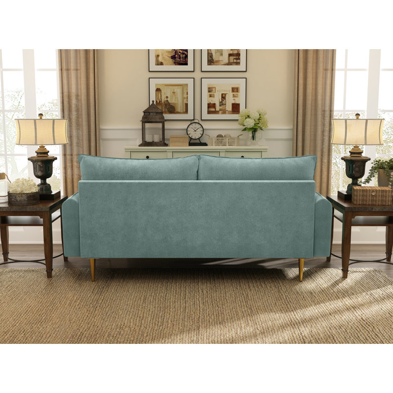 Ranallo 70" Velvet Round Arm Sofa, Light Gray Velvet