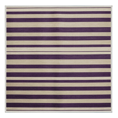 Tapis beige à rayures horizontales lavable à la machine