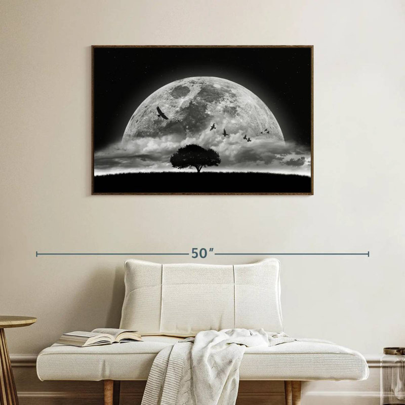 Lune fantastique, Cadre flottant en noyer, 40 po x 27 po