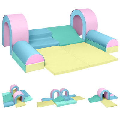 Climb and Crawl Activity Play Set, Soft Foam Block for Climbing, Crawling and Sliding, 10-Piece