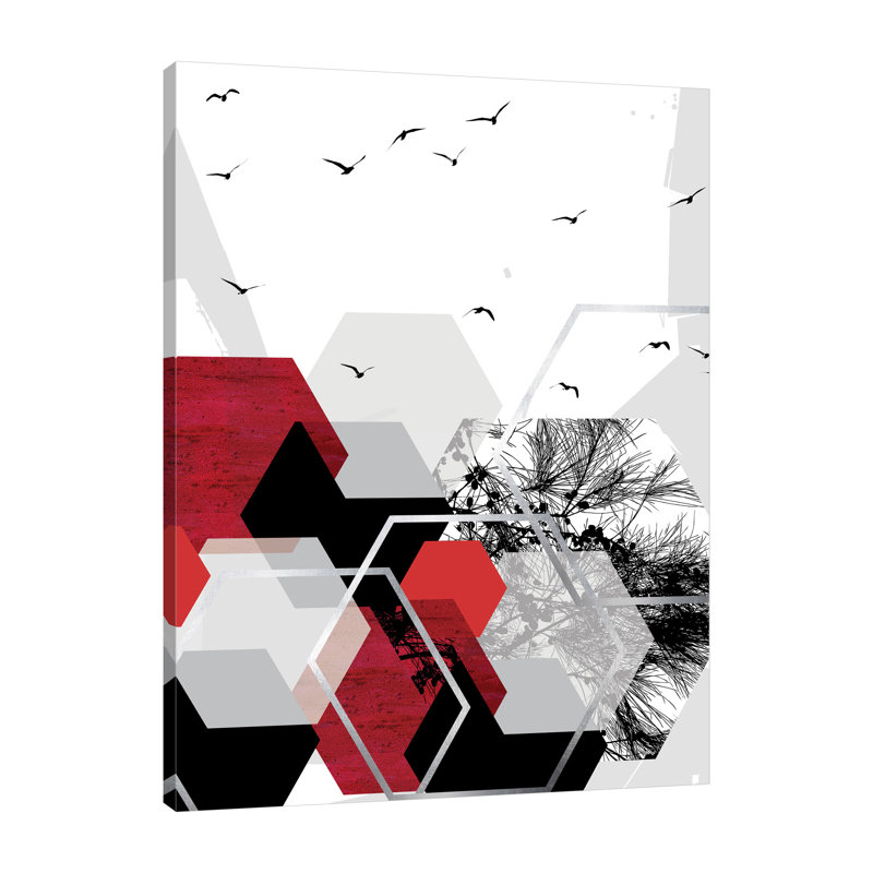 «Red Abstract 2» par Urban Epiphany, reproduction sur toile tendue, H 16 po x l 12 po x P 1,5 po