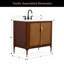Meuble-lavabo autoportant en bois massif 36 po Mid-Century avec plateau en marbre 36 po-104916594