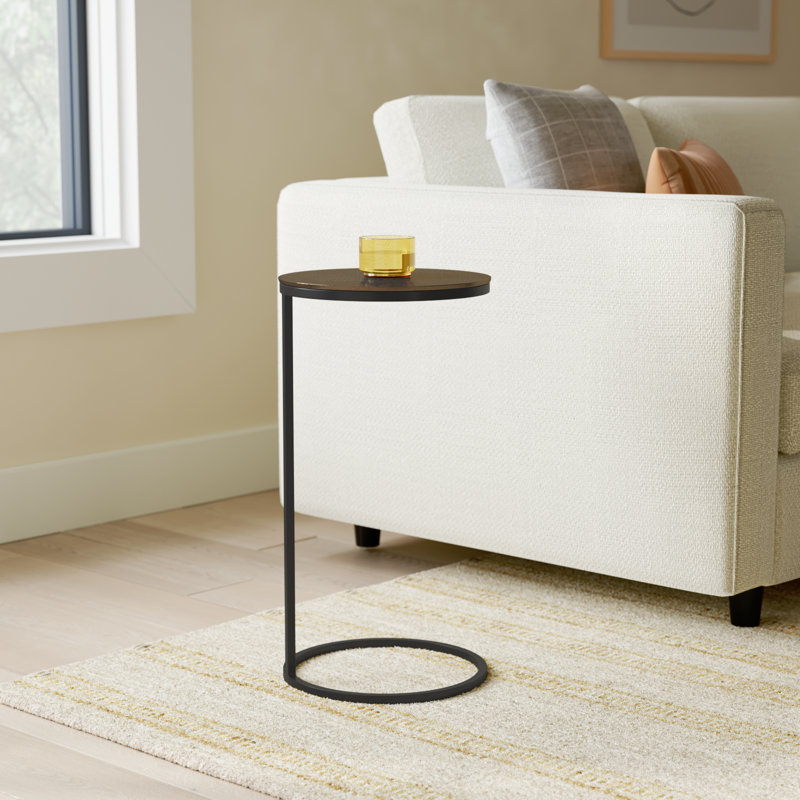Addie Iron Base End Table, Antique Gold Top/Black Base