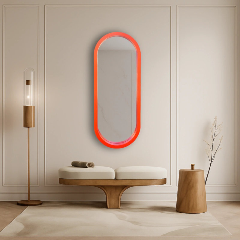 Grand miroir à pilules, 55,1 po x 21,7 po, Orange