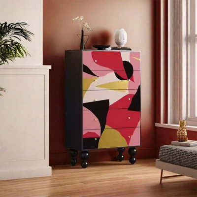 Armoire de rangement en pin avec 5 grands tiroirs