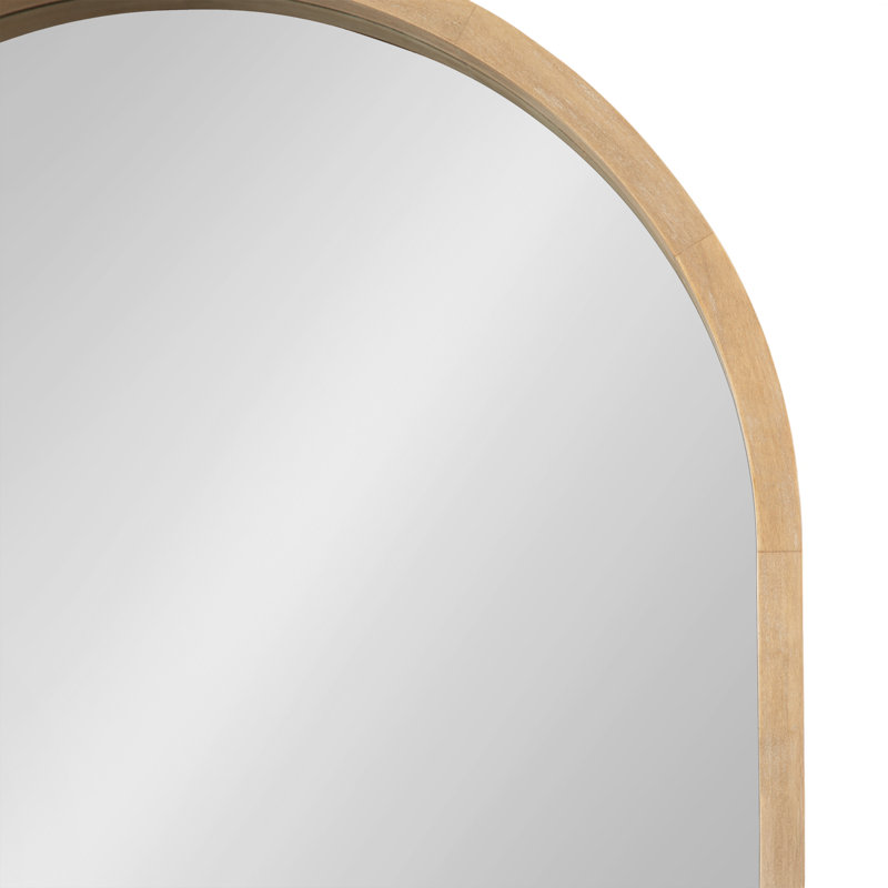Skyeler Modern Wood Arched Accent Mirror, 36" x 24", Natural