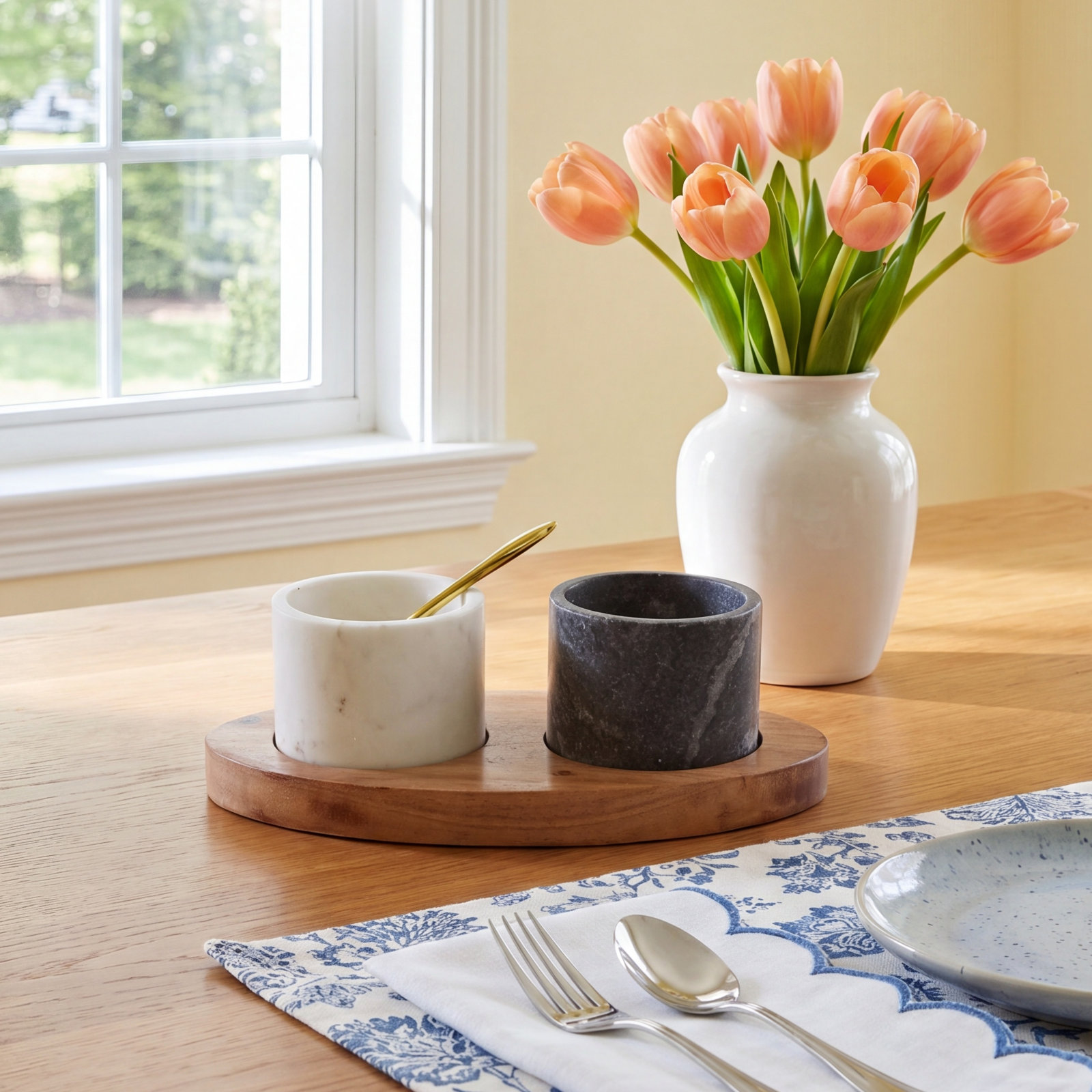 Ramessu Oval Marble Condiment Server