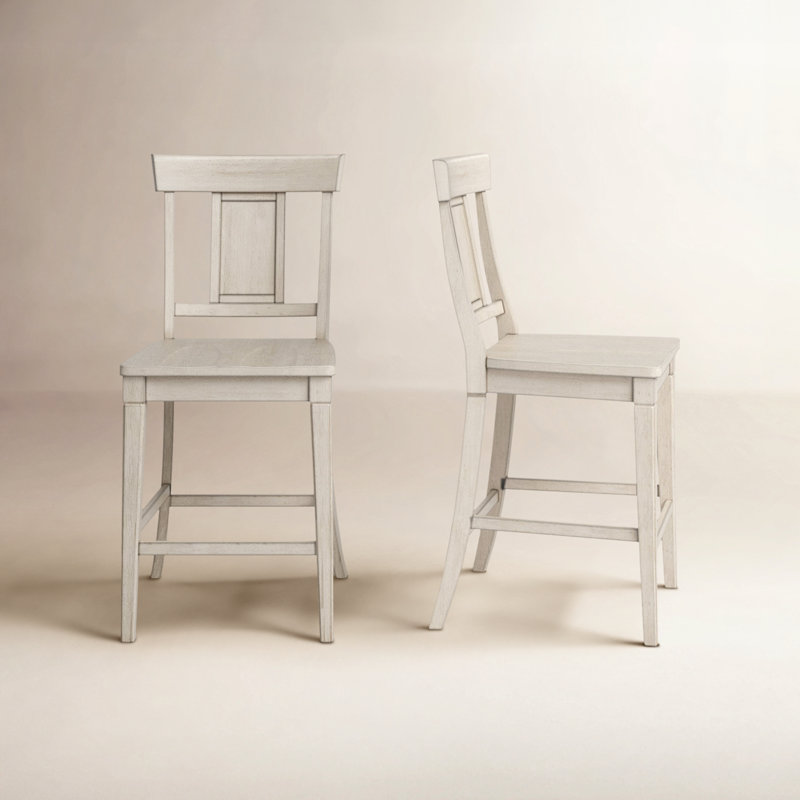 Fortville Solid Wood Counter/Bar Stool, Antique White, Counter Stool (24.21" Seat Height)