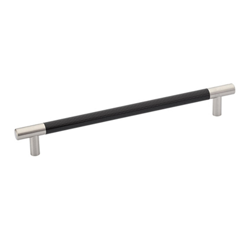 Bar Pull, Fiber Black/Satin Nickel, 8"