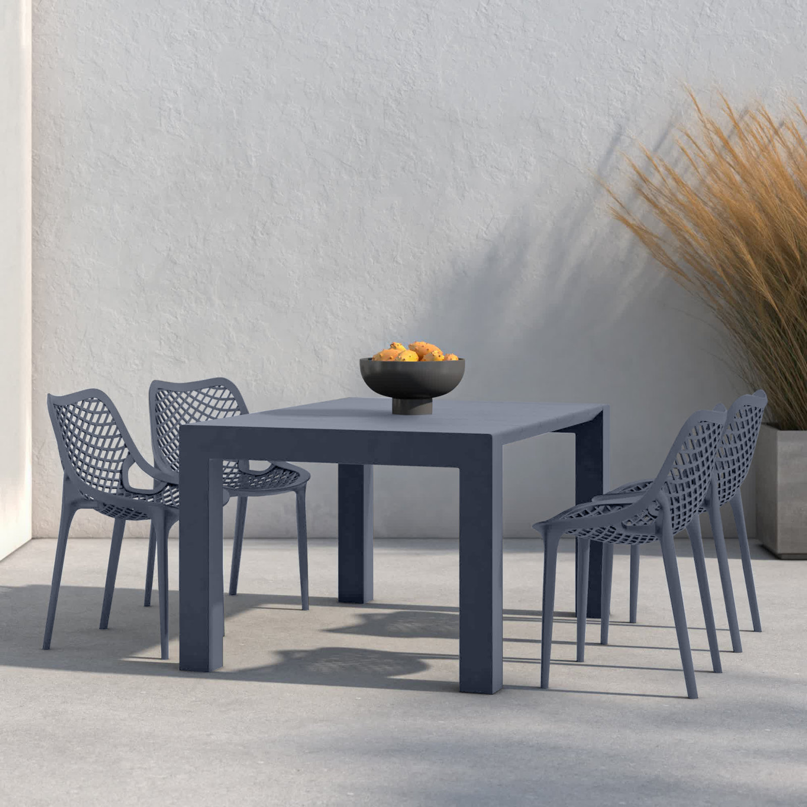 Asherton Square 4 - Person 39" Long Dining Set, Dark Gray