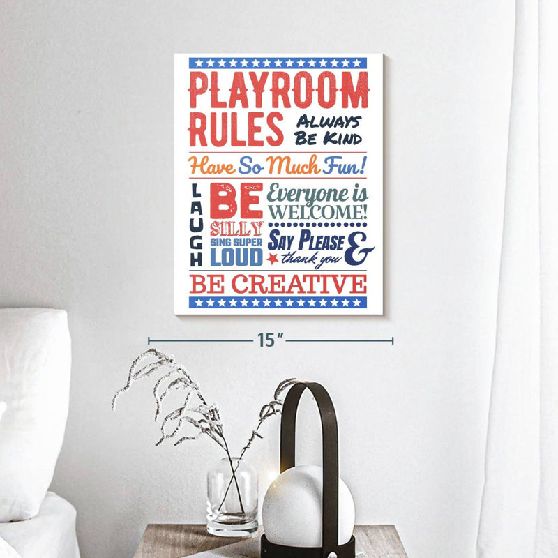 " Playroom Rules " by HomeyNotes Studio, 15" H x 12" W x 1.25" D