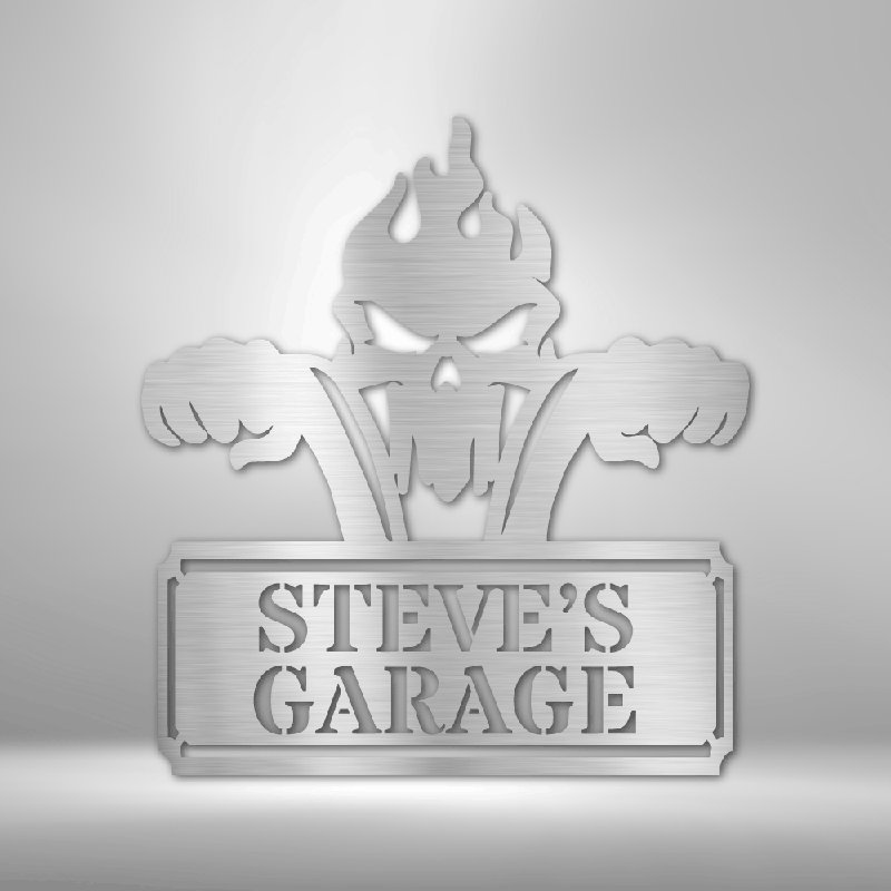 Personalized Rough Ride Monogram Steel Sign Steel Art Wall Metal Decor, 17" H x 17.5" W x 0.5" D, Silver