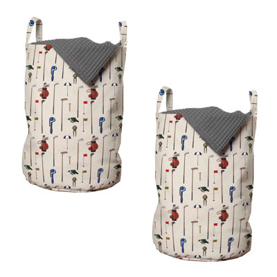 Trinx Golf Laundry Bag 2-Pack Club and Ball Sport Themed 13"x19" Multicolor