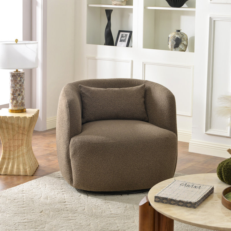 Fauteuil pivotant rembourré Bolton, Teddy Brown Boucle
