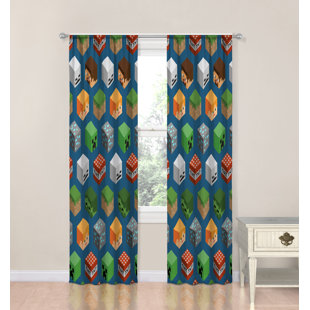 Level Up Minecraft Drapes Room Darkening Curtain Panels (Set of 2)