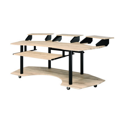 83" Oak Music Practice Work Desk - & Stylish In Metal Frame by Inbox Zero