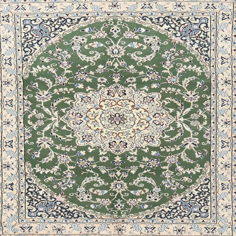 Tapis traditionnel vert / gris Jupiter, Rond 8 pi