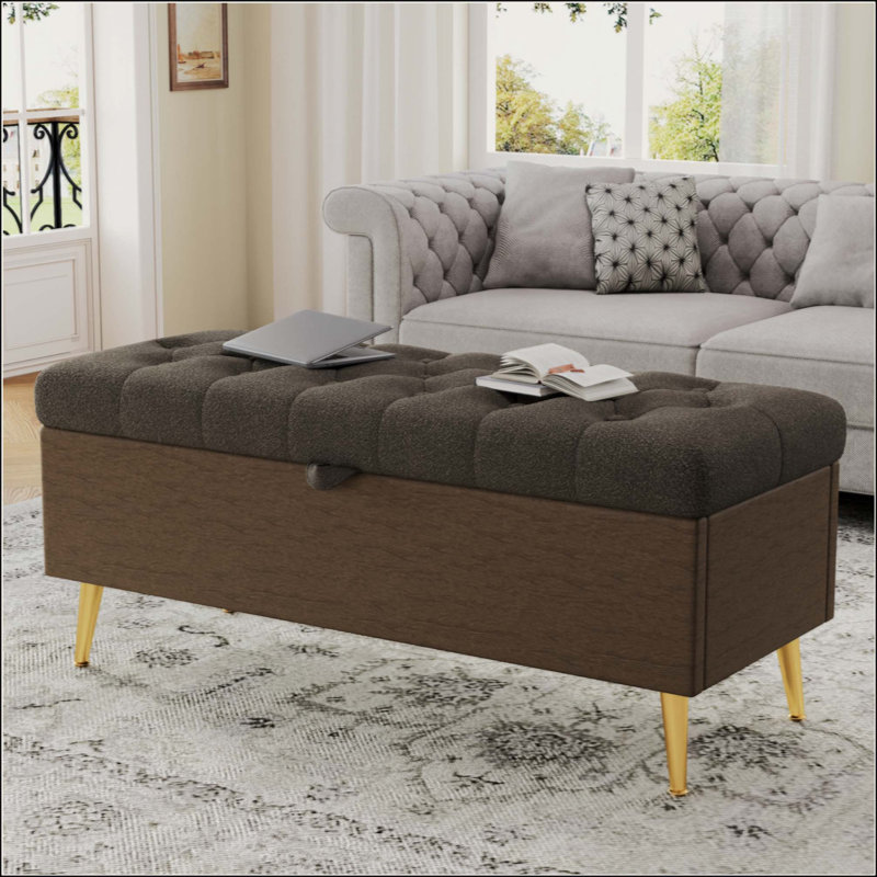 Banc de rangement avec repose-pieds Modern Modern, Brun, Coffee