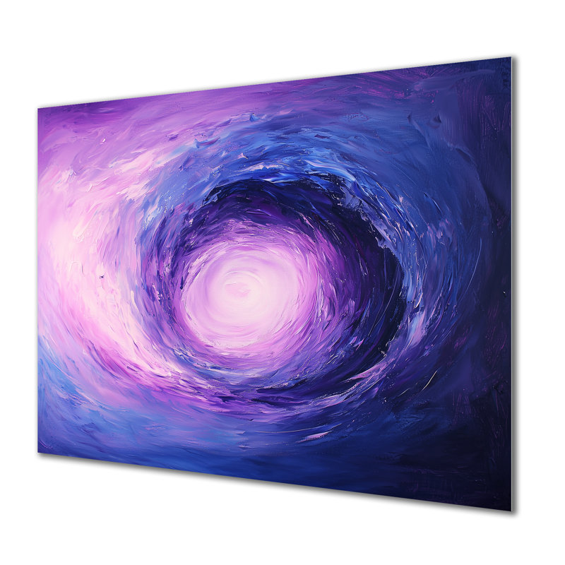 Galactic Explosion mauve dans l'espace III - décoration murale en métal fractal, impression moderne sur métal