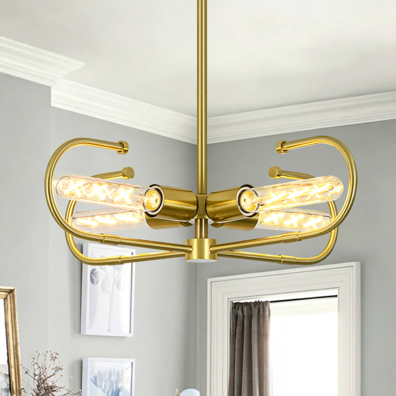 Luminaire suspendu industriel en laiton 4 lumières Raventon Home