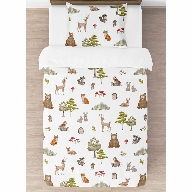 Ensemble d'édredon simple Watercolor Woodland Forest par Sweet Jojo Designs