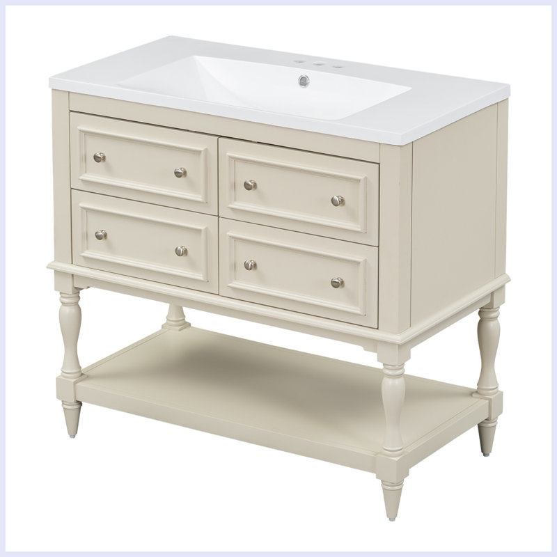 Ensemble de meuble-lavabo avec lavabo Modern, Beige